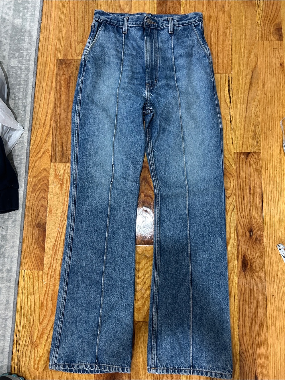 Etica Medium Blue High-Rise Wide-Leg Jeans with Center Seams